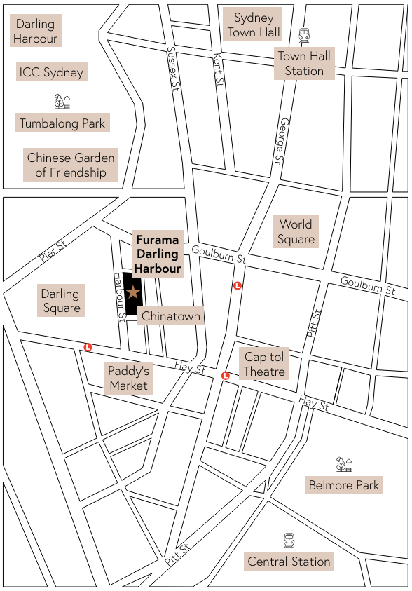 Location Map of Furama Darling Harbour, Sydney