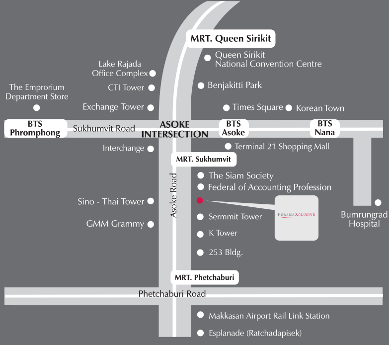Location Map of FuramaXclusive Asoke, Bangkok