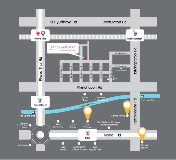 Location Map of FuramaXclusive Pratunam Park, Bangkok
