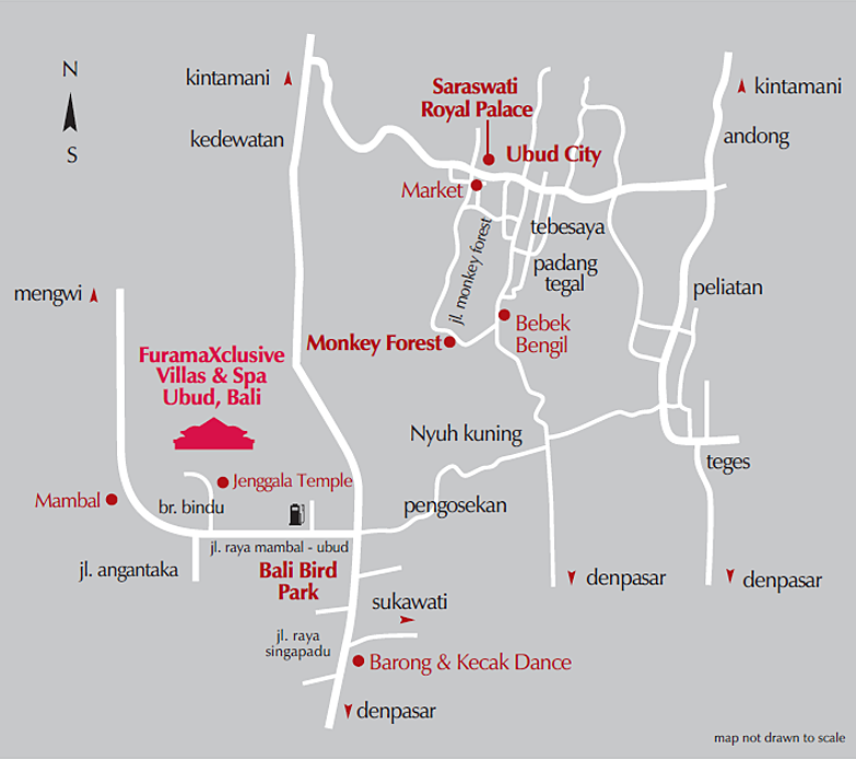 Location Map of FuramaXclusive Resort & Villas, Ubud Bali